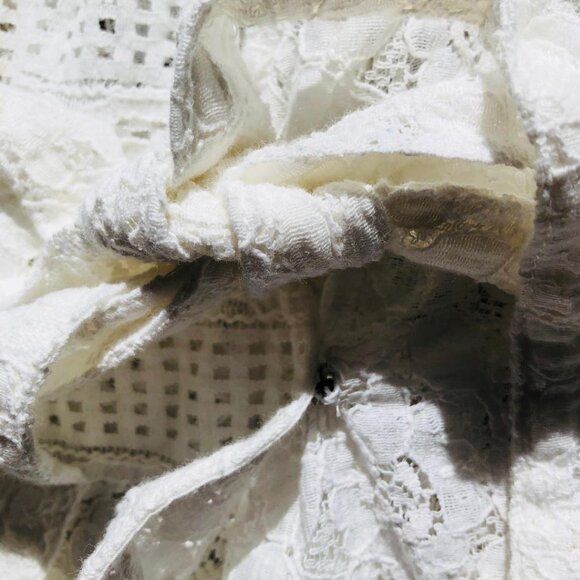 KYRA, white, lace, half wrap-front, blouse with tie up waist, Size Small - Picture 4 of 7
